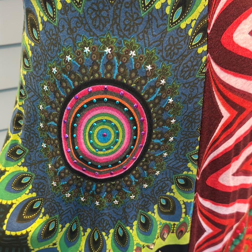 Desigual Boho colorful Sleeveless V-Neck Sundress with beading details. - Picture 4 of 13